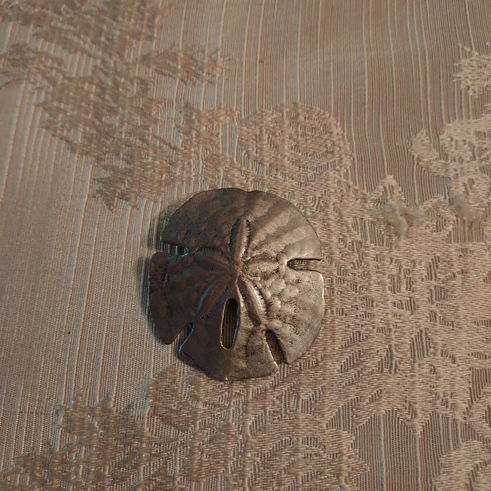 Metzke Sand Dollar Brooch Pewter Metal